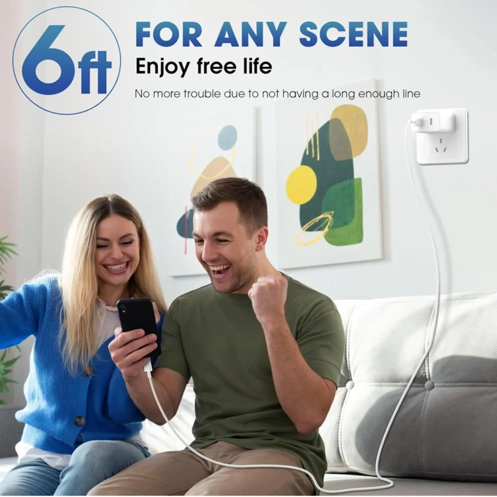 White USB-C Fast Charging Adapter and Cable Set